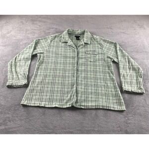 Aria Collection Green Plaid Fleece Pajama Top Womens XL Button Front 759563